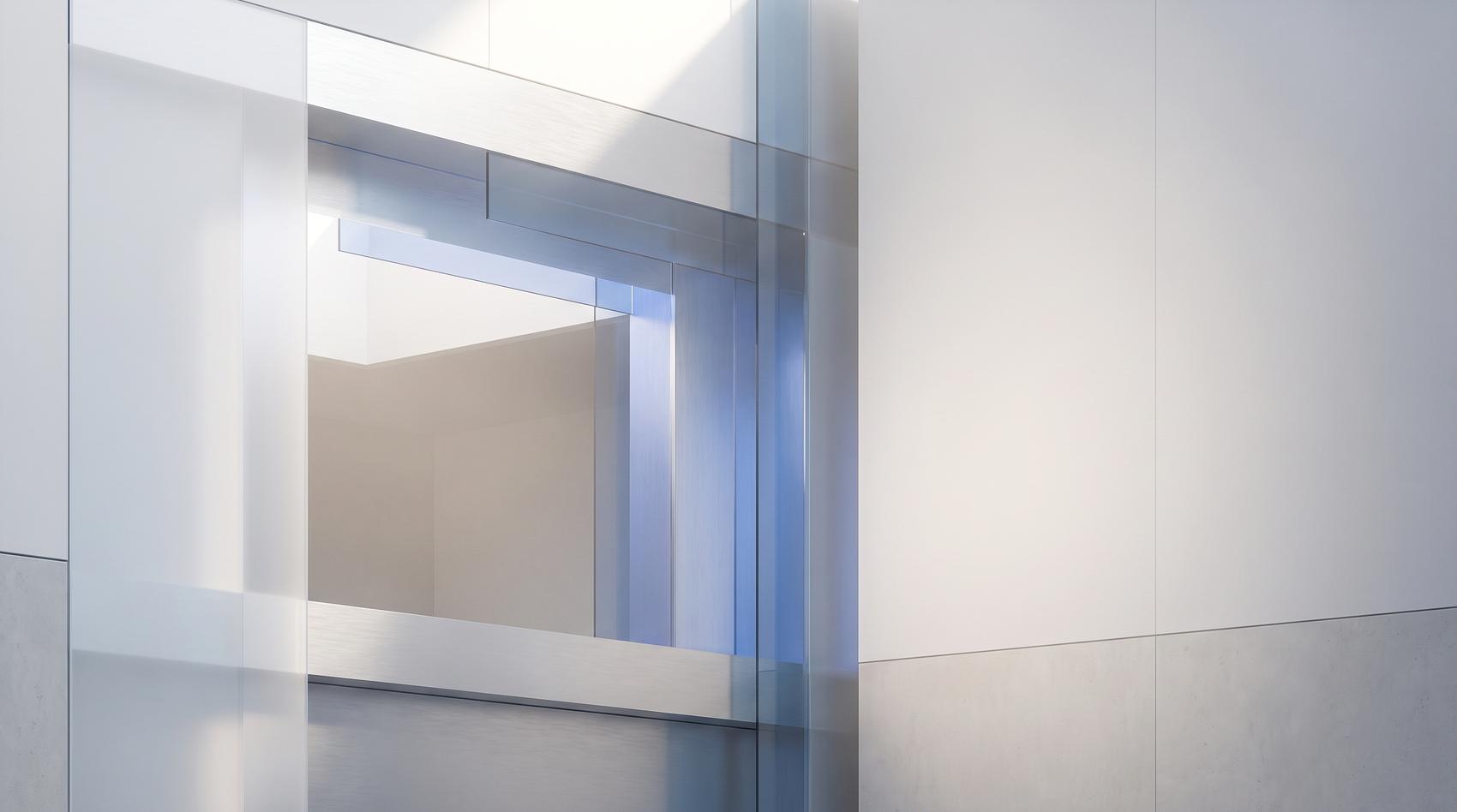 Bright architectural aperture framed by glass and aluminum