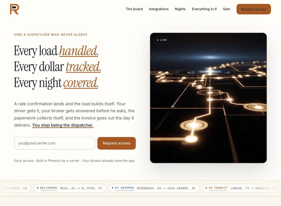 Routy TMS website homepage